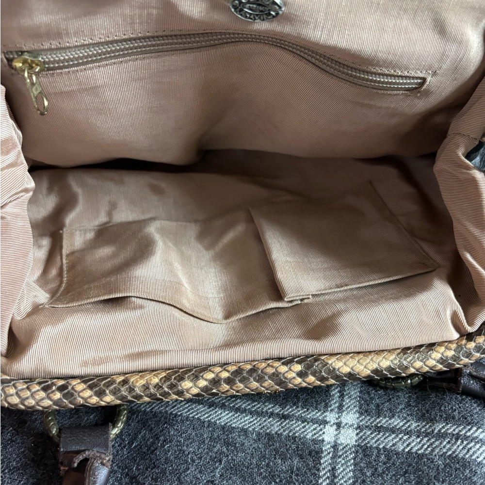 Clara Kasavina Handmade Chocolate Brown Leather Python Snake Skin Bag - Picture 7 of 10